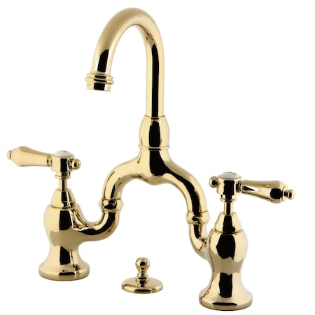 Kingston Brass KS7992BAL Bridge Bathroom Faucet with Brass Pop-Up, Polished Brass KS7992BAL